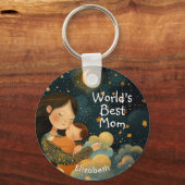 Schattigee illustratie van moeder en kind | Moeder Sleutelhanger (Voorkant)