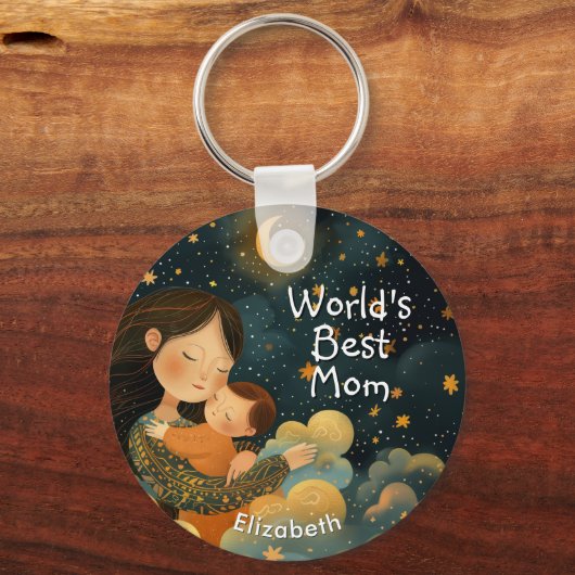 Schattigee illustratie van moeder en kind | Moeder Sleutelhanger (Voorkant)