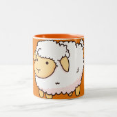 Schattigee illustratie van witte schapen tweekleurige koffiemok (Center)