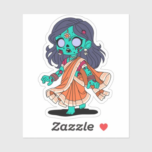 Schattigee Indiase zombie Sticker (Vel)