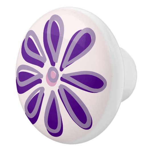 Schattigee Indigo Flower Doodle Keramische Knop (Rechts)