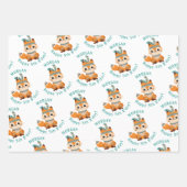 Schattigee Indische vos, naam & Verjaardag, 3 kleu Inpakpapier Vel (Voorkant 2)