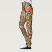 Schattigee ingewikkelde florale zachte kleur Leggi Leggings (Links)