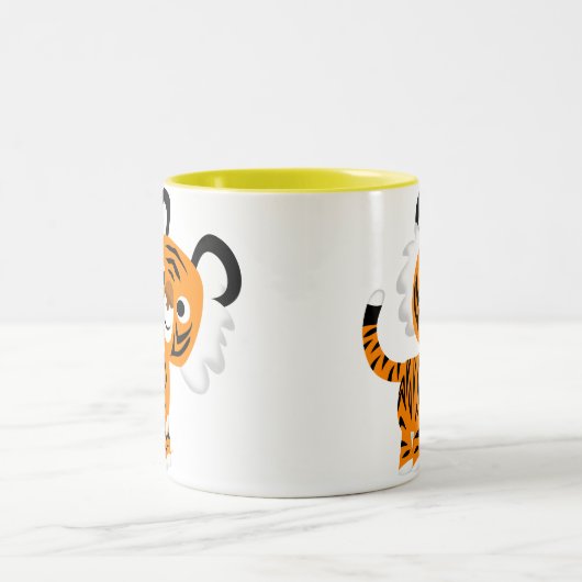 Schattigee Inquisitieve Cartoon Tijger Mok (Center)