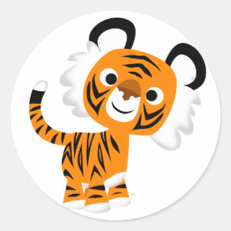 Schattigee Inquisitieve Cartoon Tijger Sticker
