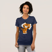 Schattigee Inquisitieve Cartoon Tijger Vrouwen T-s T-shirt (Voorkant volledig)