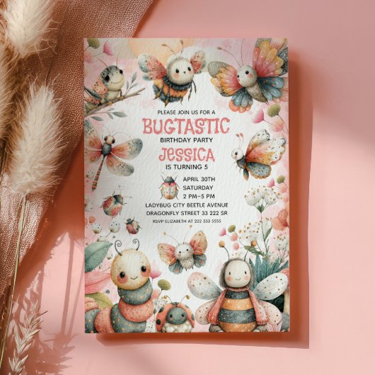Schattigee Insecten Bugtastic Pink Girl Kids Verja Kaart