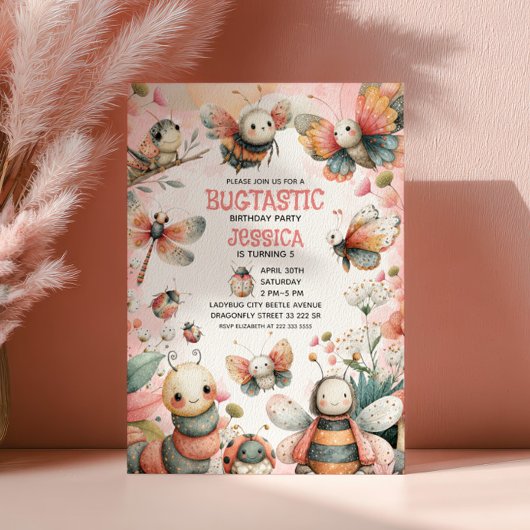 Schattigee Insecten Bugtastic Pink Girl Kids Verja Kaart