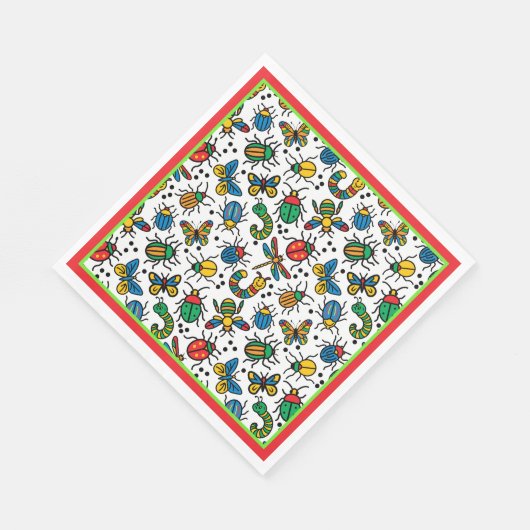 Schattigee insecten en insecten partij servet (Hoek)