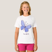 Schattigee Insectenvlinder in Blauw Violet en Naam T-shirt (Voorkant volledig)