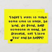 Schattigee Inspirerend Quote Print Geel Briefkaart (Voorkant / Achterkant)