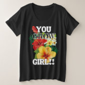 Schattigee & Inspirerende Bloem Grote Maat T-shirt (Design voorkant)