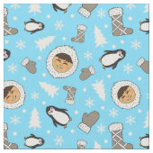 Schattigee Inuit Alaska Eskimo Kinderen Kerstprint Stof (Close Up)