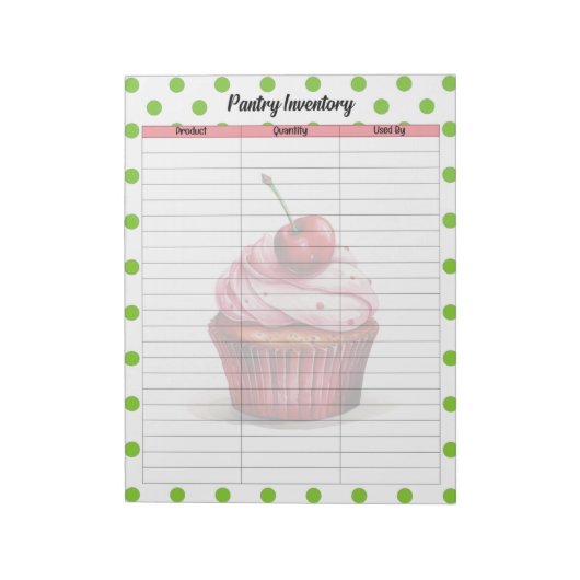 Schattigee inventarislijst van kersenpantry's notitieblok (Linkerzijde)