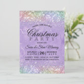 Schattigee iridescen lila paarse faux glitter kers kaart (Staand voorkant)