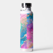 Schattigee iriserende blauwgroen en roze alcohol S Waterfles (Rechts)