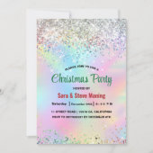 Schattigee iriserende eenhoorn faux glitter kerst kaart (Voorkant)