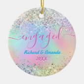 Schattigee iriserende eenhoorn glitter kerst verlo keramisch ornament (Voorkant)