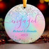 Schattigee iriserende eenhoorn glitter kerst verlo keramisch ornament