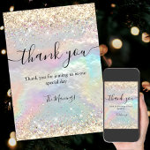 Schattigee iriserende faux gold glitter bedankt kaart