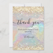 Schattigee iriserende faux gold glitter bedankt kaart (Voorkant)