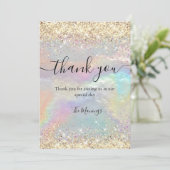 Schattigee iriserende faux gold glitter bedankt kaart (Staand voorkant)