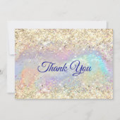 Schattigee iriserende faux gouden glitter kerst bedankkaart (Voorkant)