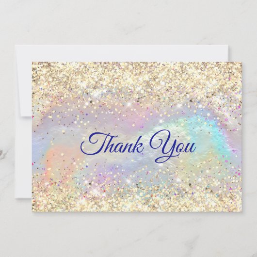 Schattigee iriserende faux gouden glitter kerst bedankkaart (Voorkant)