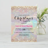 Schattigee iriserende faux gouden glitter kerst kaart (Staand voorkant)