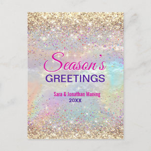 Schattigee iriserende gouden glitter kerst nieuwja briefkaart