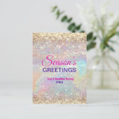 Schattigee iriserende gouden glitter kerst nieuwja briefkaart (Staand voorkant)