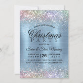 Schattigee iriserende ijsblauwe faux glitter kerst kaart (Voorkant)