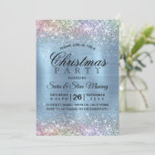 Schattigee iriserende ijsblauwe faux glitter kerst kaart (Staand voorkant)