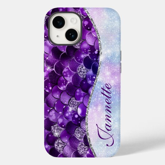 Schattigee iriserende Paarse zeemeermin faux glitt Case-Mate iPhone Case (Achterkant)