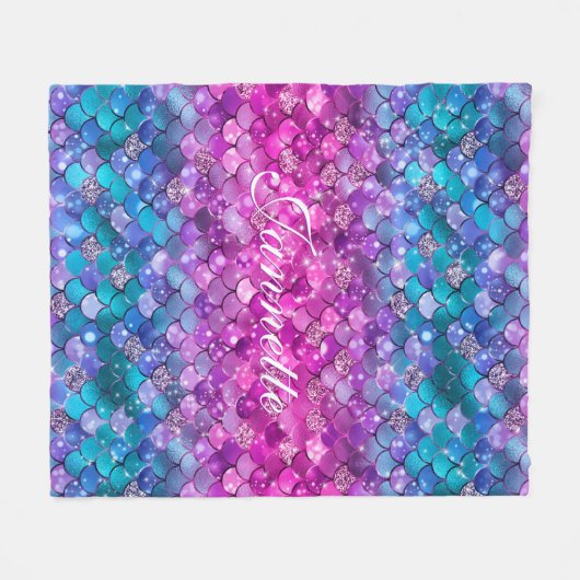 Schattigee iriserende Paarse zeemeermin faux glitt Fleece Deken (Voorkant (Horizontaal))