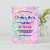 Schattigee iriserende roze faux glitter kerst kaart (Staand voorkant)