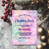 Schattigee iriserende roze faux glitter kerst kaart