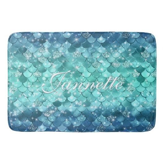 Schattigee iriserende turquoise zeemeermin faux gl badmat (Voorkant)