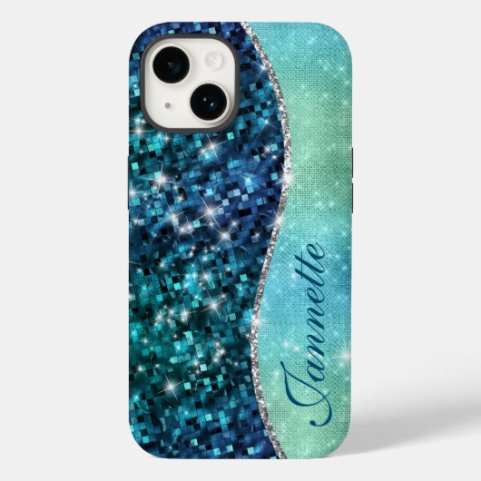 Schattigee iriserende turquoise zeemeermin faux gl Case-Mate iPhone case (Achterkant)