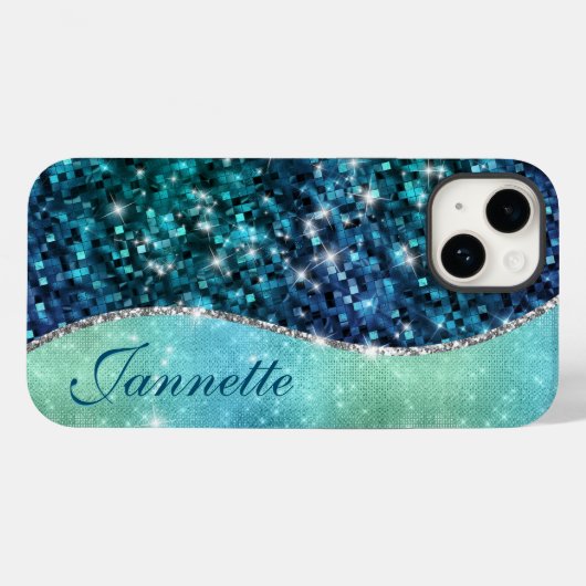 Schattigee iriserende turquoise zeemeermin faux gl Case-Mate iPhone case (Achterkant (horizontaal))