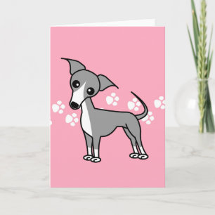 Schattigee Italiaanse Greyhound Cartoon Roze Blank Feestdagen Kaart