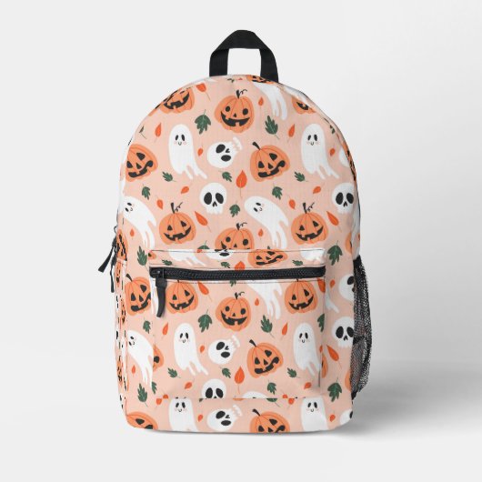 Schattigee Jack-O-Lantern & Ghost Pattern Bedrukte Rugzak (Voorkant)