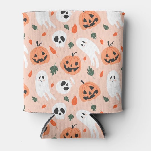 Schattigee Jack-O-Lantern & Ghost Pattern Blikjeskoeler (Voorkant)