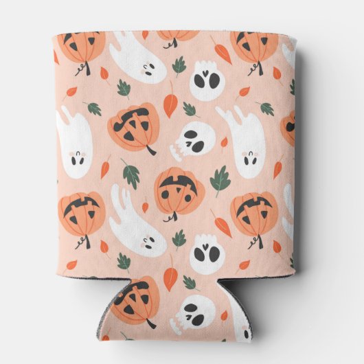 Schattigee Jack-O-Lantern & Ghost Pattern Blikjeskoeler (Achterkant)