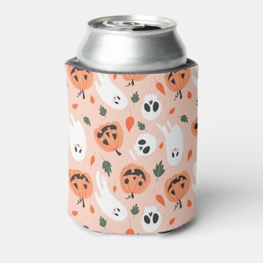 Schattigee Jack-O-Lantern & Ghost Pattern Blikjeskoeler (Blikje Achterkant)