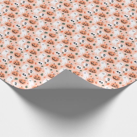 Schattigee Jack-O-Lantern & Ghost Pattern Cadeaupapier (Hoek)