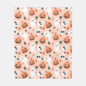 Schattigee Jack-O-Lantern & Ghost Pattern Fleece Deken (Voorkant)