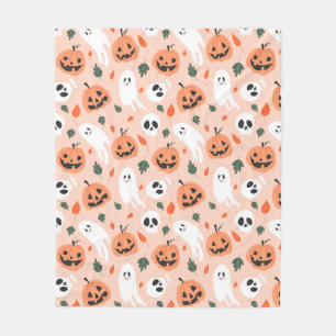Schattigee Jack-O-Lantern & Ghost Pattern Fleece Deken