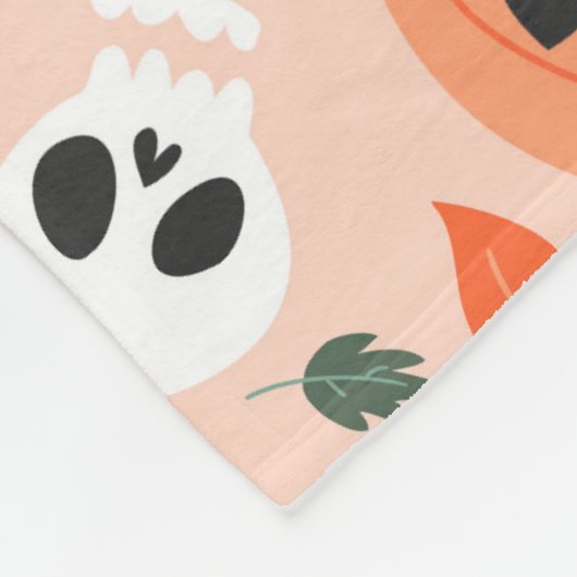 Schattigee Jack-O-Lantern & Ghost Pattern Fleece Deken (Hoek)