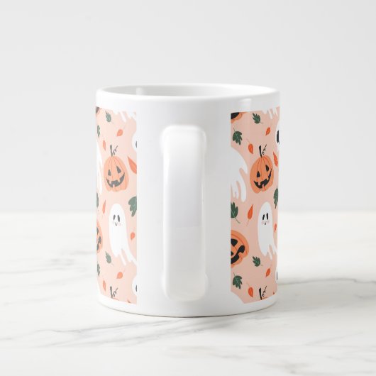 Schattigee Jack-O-Lantern & Ghost Pattern Grote Koffiekop (Achterkant)